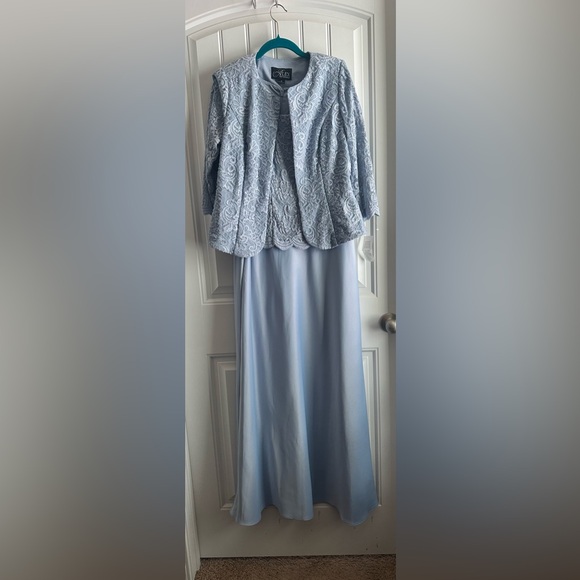 New ALEX EVENINGS Sequined Lace Dress & Jacket Hydrangea Size 10 - Picture 4 of 13